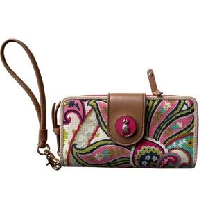 Spartina 499 Salt Madeow Yacht Club Wallet paisley linen Leather clutch